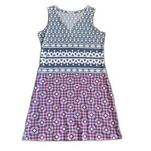 Whimsy Rose Dress Womens Medium Blue Pink Sleeveless Sundress Sundance USA